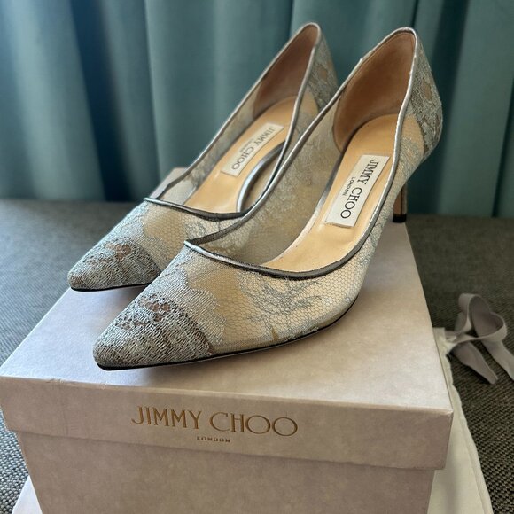 Jimmy Choo Romy Metallic Lace Heels - Size 38 - Picture 1 of 7